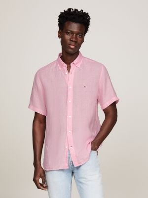 Camisa rosa cheap manga corta hombre