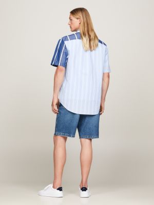 Contrast Stripe Regular Short Sleeve Shirt | Blue | Tommy Hilfiger