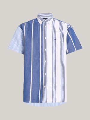 Contrast Stripe Regular Short Sleeve Shirt | Blue | Tommy Hilfiger