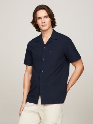 Seersucker Regular Fit Short Sleeve Shirt | Blue | Tommy Hilfiger