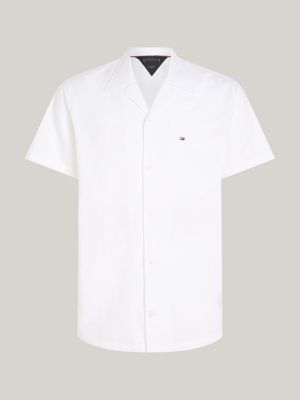 white seersucker regular fit short sleeve shirt for men tommy hilfiger