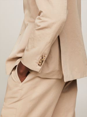 Single Breasted Garment Dyed Blazer, Beige