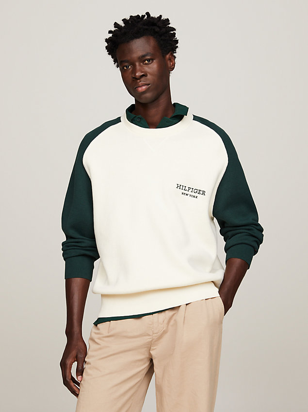 white sweter hilfiger monotype z blokami kolorów dla mężczyźni - tommy hilfiger