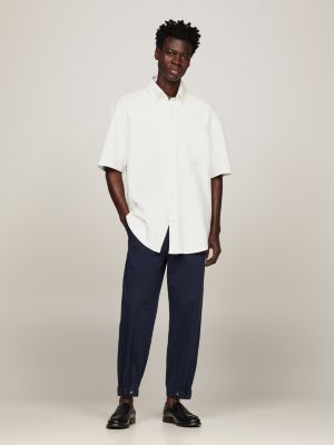 white crest regular fit kurzarm-hemd aus piqué für herren - tommy hilfiger