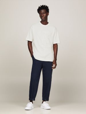 white archive piqué-t-shirt mit wappen für herren - tommy hilfiger