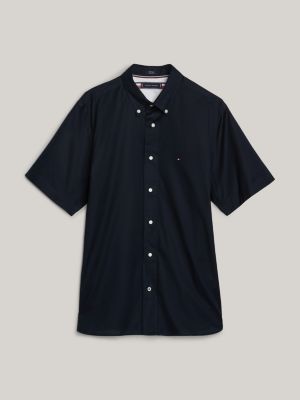 Camisa oversize de manga corta con logo, Azul