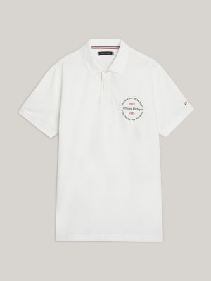 Tommy Hilfiger Logo Cuffs Tipped Slim Fit Polo Shirt White