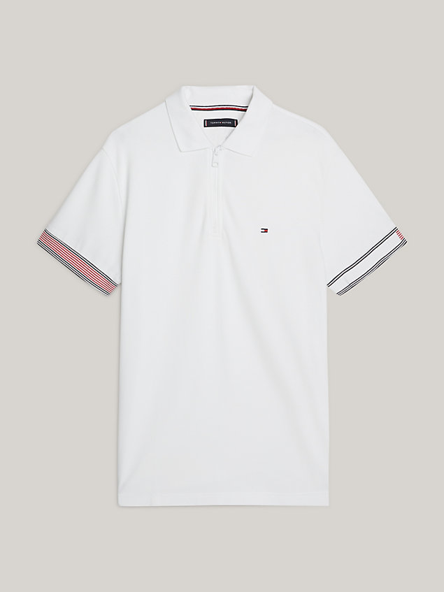 white adaptive tipped cuffs slim fit polo for men tommy hilfiger