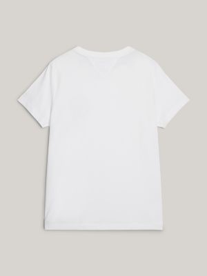 white adaptive slim fit jersey-t-shirt mit logo für herren - tommy hilfiger