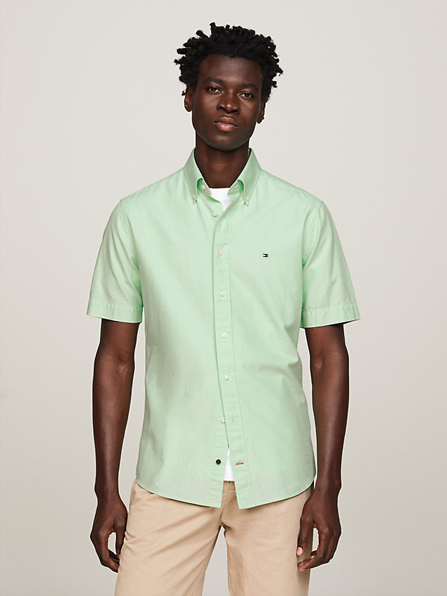 green regular fit oxford-hemd mit kurzen ärmeln für herren - tommy hilfiger