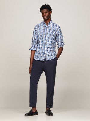 blue regular fit oxford-hemd mit vichy-karo für herren - tommy hilfiger
