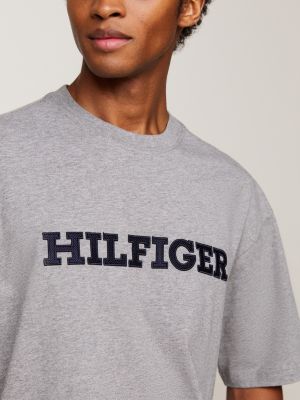 T-Shirt aus Twill mit -Monotype-Logo | Grau | Tommy Hilfiger