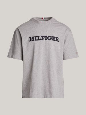 T-Shirt aus Twill mit -Monotype-Logo | Grau | Tommy Hilfiger