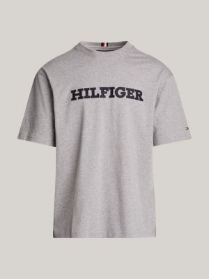 Hilfiger Monotype Logo Embroidery Twill T-Shirt | Grey | Tommy Hilfiger