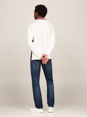 white colour-blocked long sleeve t-shirt for men tommy hilfiger