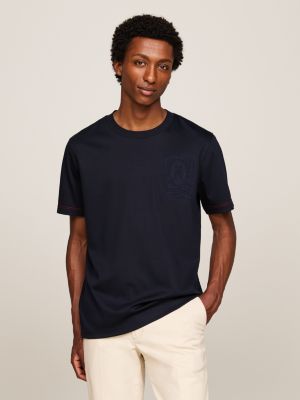 blue tonal logo embroidery t-shirt for men tommy hilfiger