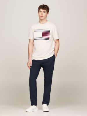 brown grosgrain tape flag logo t-shirt for men tommy hilfiger