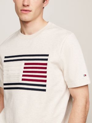 brown grosgrain tape flag logo t-shirt for men tommy hilfiger