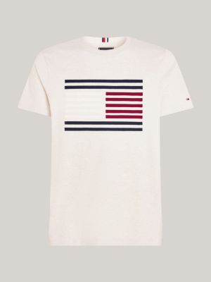 brown grosgrain tape flag logo t-shirt for men tommy hilfiger