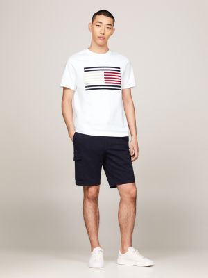 white grosgrain tape flag logo t-shirt for men tommy hilfiger