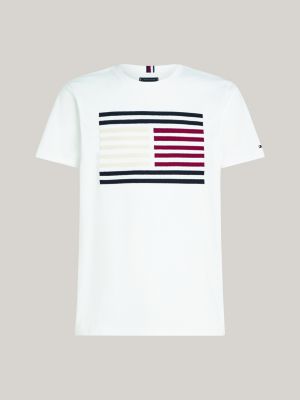 white grosgrain tape flag logo t-shirt for men tommy hilfiger