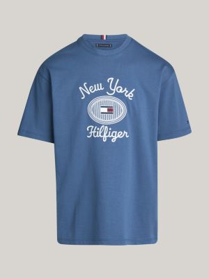 blue nyc logo embroidery t-shirt for men tommy hilfiger