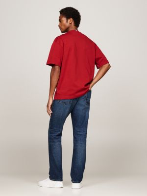 red nyc logo embroidery t-shirt for men tommy hilfiger