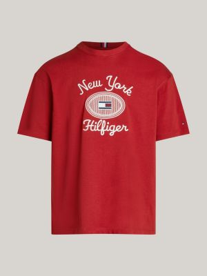 red nyc logo embroidery t-shirt for men tommy hilfiger