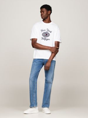 white nyc logo embroidery t-shirt for men tommy hilfiger