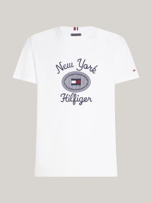 white nyc logo embroidery t-shirt for men tommy hilfiger