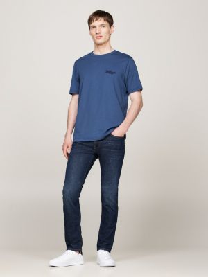 blue logo embroidery t-shirt for men tommy hilfiger