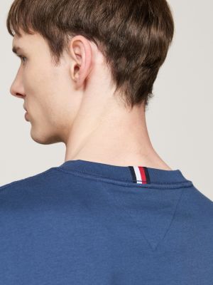 blue logo embroidery t-shirt for men tommy hilfiger