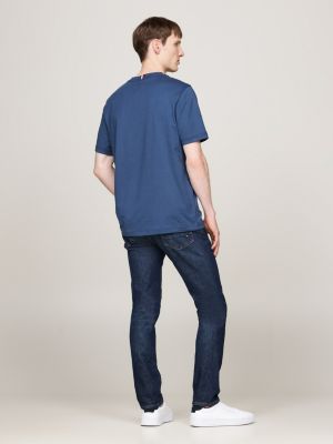 blue logo embroidery t-shirt for men tommy hilfiger