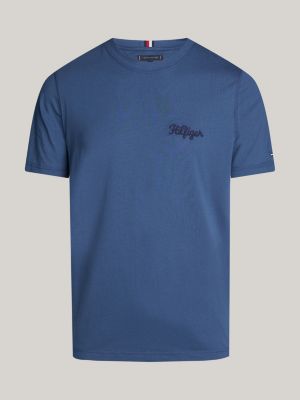 blue logo embroidery t-shirt for men tommy hilfiger