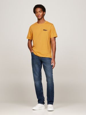 yellow logo embroidery t-shirt for men tommy hilfiger