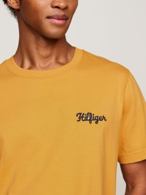 yellow logo embroidery t-shirt for men tommy hilfiger