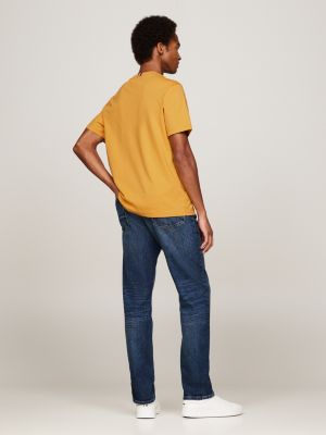 yellow logo embroidery t-shirt for men tommy hilfiger