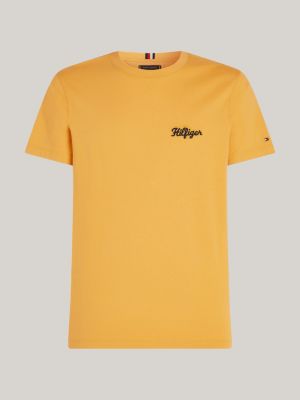 yellow logo embroidery t-shirt for men tommy hilfiger