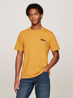 T shirt met geborduurd logo Geel Tommy Hilfiger