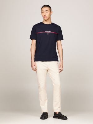 t-shirt hilfiger monotype con logo e riga blu da uomini tommy hilfiger