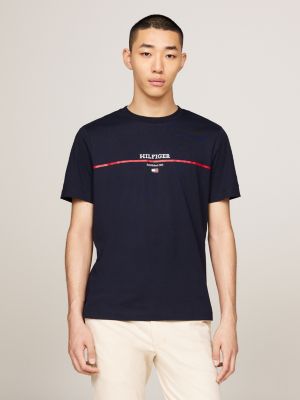 t-shirt hilfiger monotype con logo e riga blue da uomini tommy hilfiger