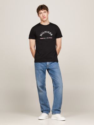 black logo slim fit t-shirt for men tommy hilfiger