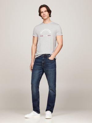 grey logo slim fit t-shirt for men tommy hilfiger