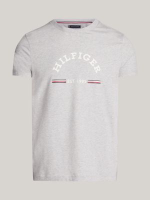 grey logo slim fit t-shirt for men tommy hilfiger