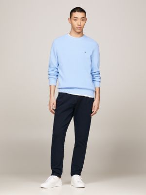 Waffelstrick-Pullover mit Rundhalsausschnitt | Blau | Tommy Hilfiger