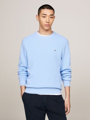 Waffelstrick-Pullover mit Rundhalsausschnitt | Blau | Tommy Hilfiger