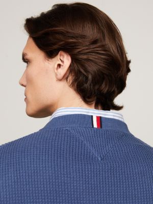 Waffelstrick-Pullover mit Rundhalsausschnitt | Blau | Tommy Hilfiger