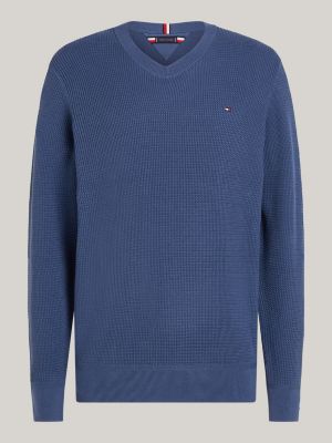 Waffelstrick-Pullover mit Rundhalsausschnitt | Blau | Tommy Hilfiger