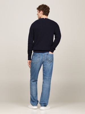 Waffelstrick-Pullover mit Rundhalsausschnitt | Blau | Tommy Hilfiger