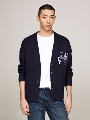 Textured Knit Stripe Cardigan | Blue | Tommy Hilfiger